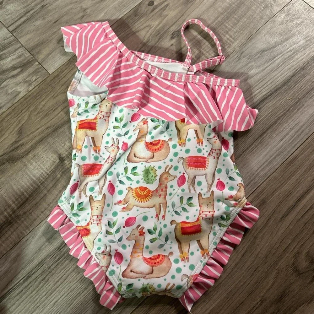 New Pete & Lucy One Piece‎ Swimsuit W/Adorable Lamas Size 2